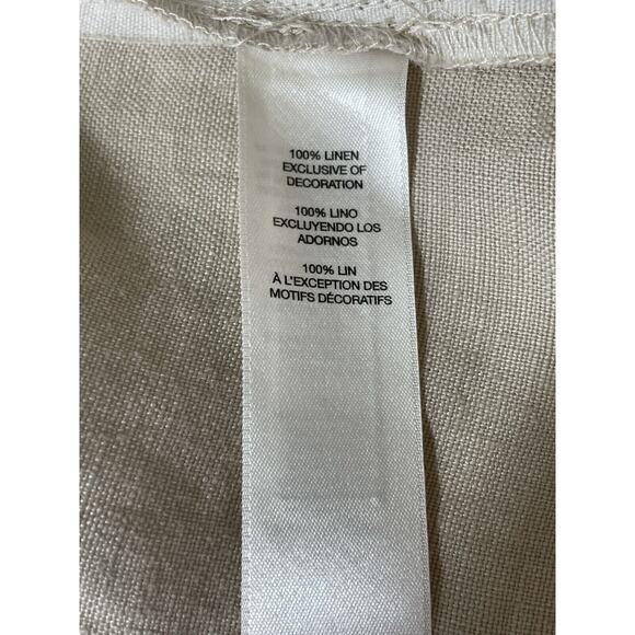 Chico’s Size 1 Women’s 8/M Linen Jacket Metallic Bead Trim Khaki Raw Hem - Picture 7 of 10